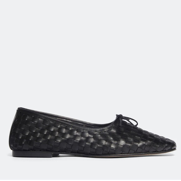 Freda Salvador Black Woven Leather Ballet Flats - Picture 1 of 6